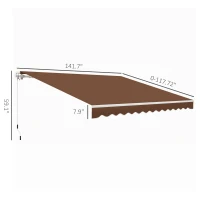 Outsunny 12' x 10' Retractable Awning Patio Awnings Sun Shade Shelter with Manual Crank Handle, 280g/m² UV & Water-Resistant Fabric and Aluminum Frame for Deck, Balcony, Yard, Coffee(m-3)