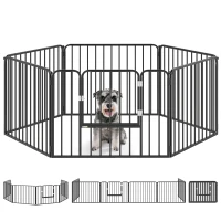 PawHut Dog Fence Outdoor 6 Panels 24" Height Indoor Steel Pet Exercise Pen DIY Design for Small Dogs(m-11)
