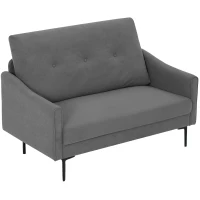 HOMCOM 2 Seater Sofa, Small Modern Couch with High-Resilience Foam, Thicken Padding, Button Tufted, Grey(m-2)