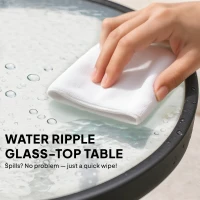 Outsunny 4 Piece Patio Bar Set, Sling Folding Outdoor Furniture with Brown Umbrella for Poolside, Backyard and Garden, Black(m-7)