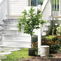 HOMCOM Potted Fake Plant, Lifelike Laurel Artificial Tree with 345 PEVA Leaves for Home Decor, Green(m-2)