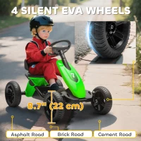 Qaba Pedal Go Kart for Kids 2-5 Years Old with Silent EVA Wheels, Metal Frame, Green(m-5)