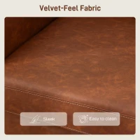 HOMCOM 55" Loveseat Sofa, Small 2 Seater Couch with Solid Wood Legs, Modern PU Leather Upholstered Sofa for Small Spaces, Brown(m-7)