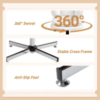 HOMCOM Criss Cross Chair, Armless Wide Office Chair with Leathaire Upholstery, Tilting, No Wheels, White(m-9)