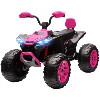 Qaba 2-Seater All-Terrain 4 Wheeler, 24V Kids ATV Ride-On, Electric Quad Car with Dual Motor, for Boys and Girls, Pink(m-2)
