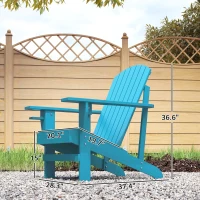 Outsunny Oversized Adirondack Chair, Outdoor Fire Pit and Porch Seating, Classic Log Lounge w/ Built-in Cupholder, Sky Blue(m-3)