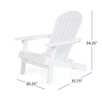 Rustic Acacia Wood Adirondack Chair with Nature-Inspired Textures, Foldable Patio Seating with Traditional Slats, 30" L x 36" W x 34" H, White(m-3)