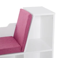 HOMCOM 6-Cubby Bookcase with Seat Cushion, Cube Storage Shelf with Reading Nook for Home Office, Study, Pink(m-12)