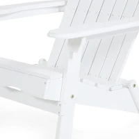 Rustic Acacia Wood Adirondack Chair with Nature-Inspired Textures, Foldable Patio Seating with Traditional Slats, 30" L x 36" W x 34" H, White(m-6)