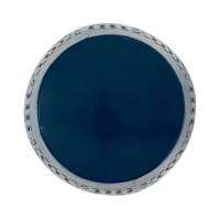 Lace-Cut Metal Side Table with All-metal Construction, Outdoor Accent Table with Barrel Shape Design, 12" L x 12" W x 18" H, Dark Blue(m-6)