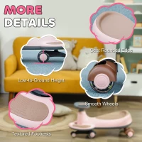 Qaba Kids Wiggle Car w/ Parent Traction Rope, Music, Light, Pink(m-7)