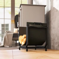 Outsunny Firewood Rack Outdoor, Heavy-Duty Log Holder with Log Tote Bag for Fireplace, Indoor Fire Wood Storage Rack(m-7)