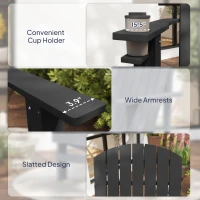 Outsunny Oversized Adirondack Chair, Outdoor Fire Pit and Porch Seating, Classic Log Lounge w/ Built-in Cupholder, Black(m-8)