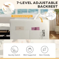 HOMCOM Convertible Chair Bed, Pull Out Sleeper Chair with USB, Adjustable Backrest, Small Velvet Futon Sofa Bed, Cream White(m-5)