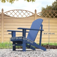 Outsunny Classic Adirondack Chair, Muskoka Chairs, Garden Deck Chair with Cup Holder for Patio, Indoor, Backyard, Navy Blue(m-3)