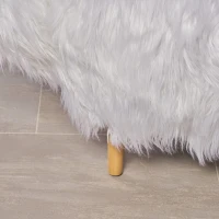 Adorable Upholstered Yak Ottoman with Sturdy Construction, Kid-Friendly Multi-Functional Foot Stool, 26.5" L x 17.5" W x 17.5" H, White(m-7)