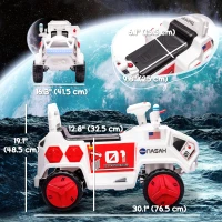Qaba 6V Mars Rover Electric Car for Kids with Sci-Fi Sounds, Lights, MP3, for Ages 3-5, White(m-3)