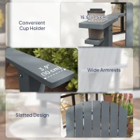 Outsunny Classic Adirondack Chair, Muskoka Chairs, Garden Deck Chair with Cup Holder for Patio, Indoor, Backyard, Dark Grey(m-9)