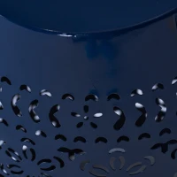 Lace-Cut Metal Side Table with All-metal Construction, Outdoor Accent Table with Barrel Shape Design, 12" L x 12" W x 18" H, Dark Blue(m-8)