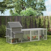 PawHut Wooden Chicken Coop with Nesting Boxes, Run, Doors, Tray, Ramp for 4-6 Chickens(m-8)