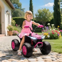 Qaba 2-Seater All-Terrain 4 Wheeler, 24V Kids ATV Ride-On, Electric Quad Car with Dual Motor, for Boys and Girls, Pink(m-8)