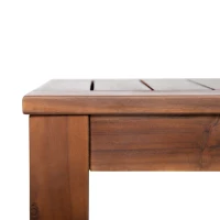 Rustic Acacia Wood Bench Set of 2 with Slat Panel Design, Rustic Style with Earthy Textures, 62" L x 14.5" W x 18" H, Dark Brown(m-5)