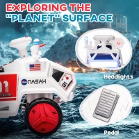 Qaba 6V Mars Rover Electric Car for Kids with Sci-Fi Sounds, Lights, MP3, for Ages 3-5, White(m-6)
