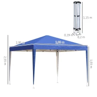 Outsunny 10 x 10ft Folding Pop Up Tent Outdoor Gazebo Canopy with Carrying Bag, Blue(m-3)