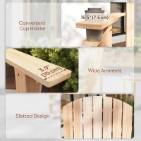 Outsunny Classic Adirondack Chair Muskoka Chair, Garden Deck Chair with Cup Holder for Patio, Indoor, Backyard, Natural(m-9)