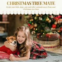 HOMCOM 23 inch Rustic Christmas Tree Skirt, Water Hyacinth Christmas Tree Collar for Party, Holiday, Home Decoration, Natural(m-4)