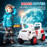 Qaba 6V Mars Rover Electric Car for Kids with Sci-Fi Sounds, Lights, MP3, for Ages 3-5, White(m-4)