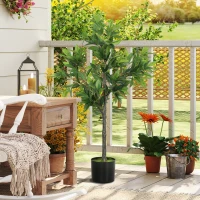 HOMCOM Potted Fake Plant, Lifelike Laurel Artificial Tree with 345 PEVA Leaves for Home Decor, Green(m-9)