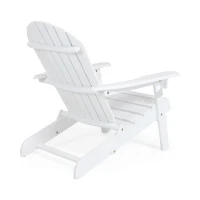 Rustic Acacia Wood Adirondack Chair with Nature-Inspired Textures, Foldable Patio Seating with Traditional Slats, 30" L x 36" W x 34" H, White(m-11)