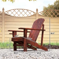 Outsunny Oversized Adirondack Chair, Outdoor Fire Pit and Porch Seating, Classic Log Lounge w/ Built-in Cupholder, Brown(m-3)