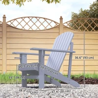 Outsunny Classic Adirondack Chair Muskoka Chair, Garden Deck Chair with Cup Holder for Patio, Indoor, Backyard, Grey(m-3)
