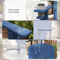 Outsunny Classic Adirondack Chair, Muskoka Chairs, Garden Deck Chair with Cup Holder for Patio, Indoor, Backyard, Navy Blue(m-9)
