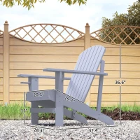 Outsunny Oversized Adirondack Chair, Outdoor Fire Pit and Porch Seating, Classic Log Lounge w/ Built-in Cupholder, Gray(m-3)