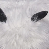 Adorable Upholstered Yak Ottoman with Sturdy Construction, Kid-Friendly Multi-Functional Foot Stool, 26.5" L x 17.5" W x 17.5" H, White(m-6)