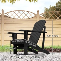 Outsunny Classic Adirondack Chair Muskoka Chair, Garden Deck Chair with Cup Holder for Patio, Indoor, Backyard, Black(m-3)
