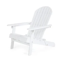 Rustic Acacia Wood Adirondack Chair with Nature-Inspired Textures, Foldable Patio Seating with Traditional Slats, 30" L x 36" W x 34" H, White(m-2)