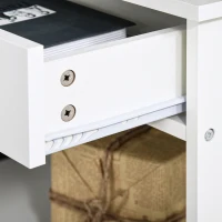 HOMCOM 39" Console Table, Narrow Entryway Table with Storage Shelves, Drawers and X Frame for Behind Couch, Living Room, Hallway, White(m-11)