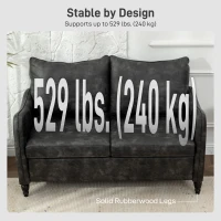 HOMCOM 55" Loveseat Sofa, Small 2 Seater Couch with Solid Wood Legs, Modern PU Leather Upholstered Sofa for Small Spaces, Grey(m-5)