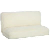 HOMCOM Bean Bag Floor Sofa Bed, Contemporary Plush Wide Folding Floor Mattress, Foam Filling Wall Couch Sleeper, Cream White(m-11)