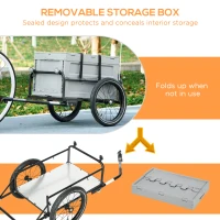 Aosom Steel Trailer for Bike, Bicycle Cargo Trailer with Storage Box, Safe Reflectors, Max Load 88LBS(m-4)