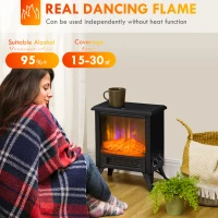 HOMCOM 17" Electric Fireplace Stove with 2 Heating Modes, Freestanding Electric Fireplace Heater with LED Flame, Adjustable Temperature, Overheat Protection, 750W/1500W, Black(m-4)