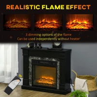 HOMCOM Electric Fireplace Mantel Wood Surround, Freestanding Fireplace Heater with Realistic Flame, Adjustable Temperature, Timer, Overheating Protection, and Remote Control, Black(m-4)