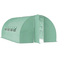 Outsunny 20' x 10' x 6.5' Walk-in Tunnel Greenhouse, Outdoor Green House with Hinged Door, Mesh Windows, Gardening Tent Plant House, Green(m-1)