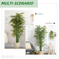 HOMCOM Set of 2 6 FT Artificial Tree Bamboo Tree Fake Plants in Pot for Home Office Living Room Decor, Green(m-5)