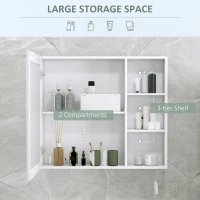 kleankin MDF Medicine Cabinet with Mirror, Bathroom Storage Cabinet with 3-tier Shelves, Wall Mounted, White(m-4)