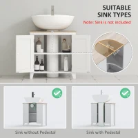 kleankin Bathroom Sink Vanity Unit, Under Sink Bathroom Cabinet with U-Shape Design and Adjustable Shelf, White(m-4)